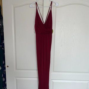 Windsor Formal Burgundy High Slit Wrap Dress